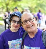 Janice and her long-time friend, Peter, pose together at the Central Park Challenge in 2024
