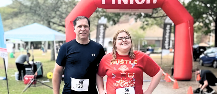 Ashley and her father, Jim, at the Flutie 5K run/walk.