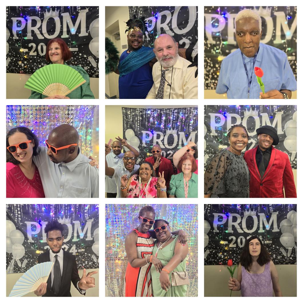 Collage of 9 photos of people posing for their prom photos